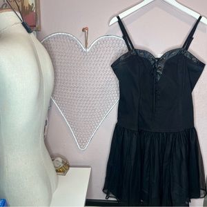 Royal Bones Black Mini Dress with Sweetheart Bodice
